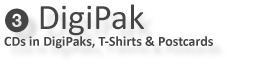Bundle 1 includes: 24 premium black T-shirts with 1 color custom printing on the front. 250 full color 4x6 postcards printed on 16pt card stock. 100 retail ready CDs in Jewel-cases with 4-page folder and Tray printed full color on the front and B/W on the back, black thermal on-disc printing, free UPC barcode, packaging and over-wrap