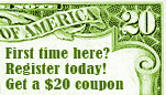 First time here? Register today! Get a $20 coupon