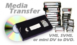 VHS, SVHS,  mini DV to DVD transfer