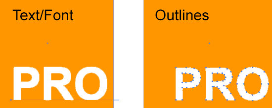 Convert fonts/text to Outlines
